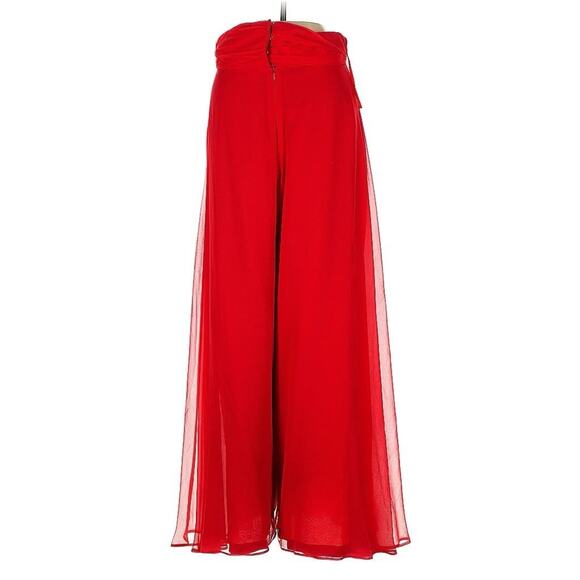 VTG Oleg Cassini Red High Waist Silk Flowy Pants Trousers Holiday 4 - Picture 2 of 5